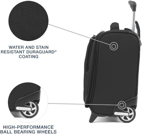 حقيبة Travelpro Maxlite 5 خفيفة الوزن ذات جوانب ناعمة وقابلة للطي تحت المقعد بعجلتين، للرجال والنساء، أسود، 40.64 سم in Kuwait
