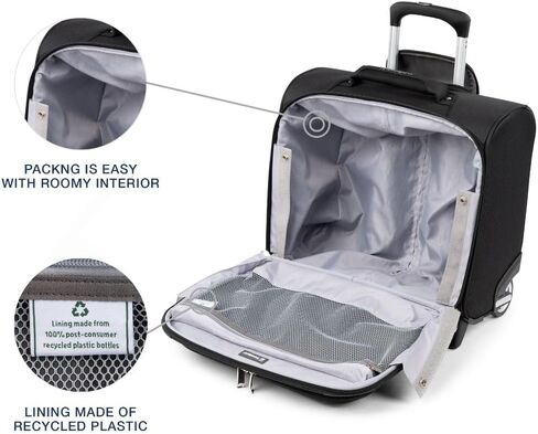 حقيبة Travelpro Maxlite 5 خفيفة الوزن ذات جوانب ناعمة وقابلة للطي تحت المقعد بعجلتين، للرجال والنساء، أسود، 40.64 سم in Kuwait