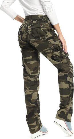 OCHENTA Womens Casual Military Baggy Cargo Pants Camo Army Fatigue Combat with 8 Pockets in Saudi Arabia