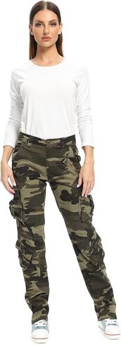 OCHENTA Womens Casual Military Baggy Cargo Pants Camo Army Fatigue Combat with 8 Pockets in Saudi Arabia
