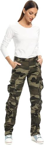 OCHENTA Womens Casual Military Baggy Cargo Pants Camo Army Fatigue Combat with 8 Pockets in Saudi Arabia
