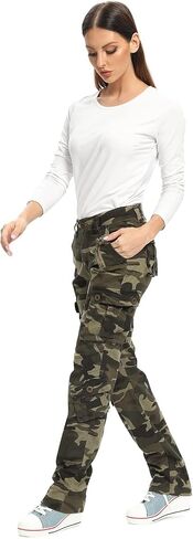 OCHENTA Womens Casual Military Baggy Cargo Pants Camo Army Fatigue Combat with 8 Pockets in Saudi Arabia
