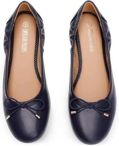 DREAM PAIRS للنساء باليه مريح بدون كعب فستان مستدير قابل للطي ناعم كاجوال سهل الارتداء للعمل حذاء مسطح مع فيونكة in Saudi Arabia