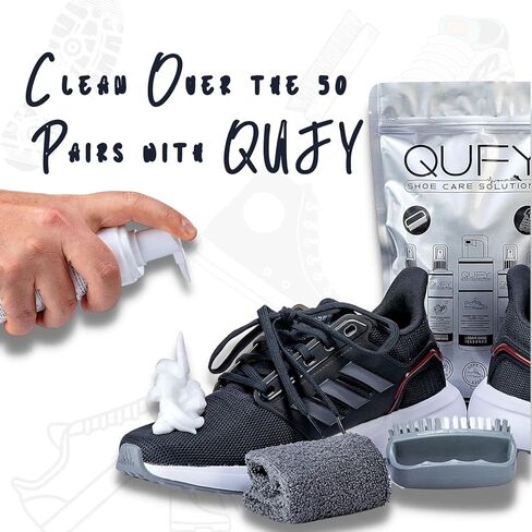 QUFY Foam Shoe Cleaner Sneakers Kit White Shoe Polish Microfiber Shoe Cloth Shoe Brush and Tape 5 in 1 in Kuwait