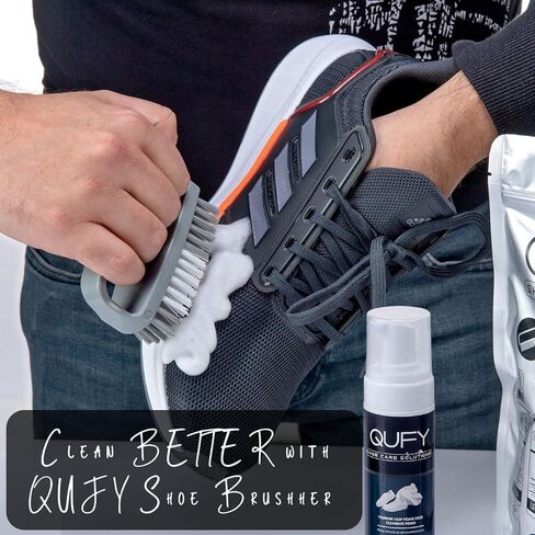 QUFY Foam Shoe Cleaner Sneakers Kit White Shoe Polish Microfiber Shoe Cloth Shoe Brush and Tape 5 in 1 in Kuwait