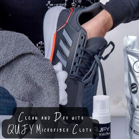 QUFY Foam Shoe Cleaner Sneakers Kit White Shoe Polish Microfiber Shoe Cloth Shoe Brush and Tape 5 in 1 in Kuwait