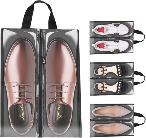 LOVK Shoe Bags for Travel, 4 PCS X-Large Travel Accessories Shoe Bags Transparent Waterproof Nylon Packing Cubes Luggage Organizer with Zipper for Men Women Kids,Toiletry,Gym,Laundry in Saudi Arabia