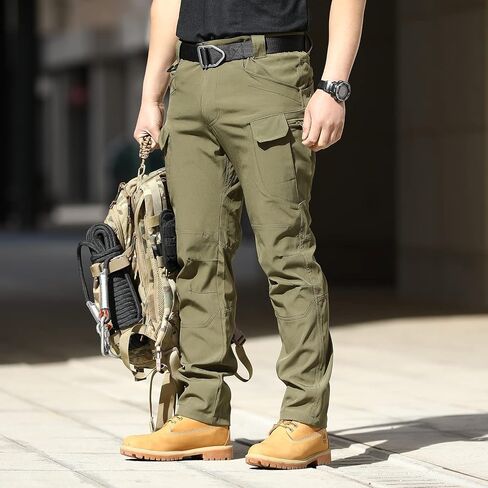 YAXHWIV Men's Flex Ripstop Tactical Pants Lightweight Hiking Casual Cargo Pants Multi Pockets Water Resistant(No Belt) in Saudi Arabia