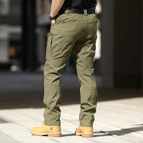 YAXHWIV Men's Flex Ripstop Tactical Pants Lightweight Hiking Casual Cargo Pants Multi Pockets Water Resistant(No Belt) in Saudi Arabia