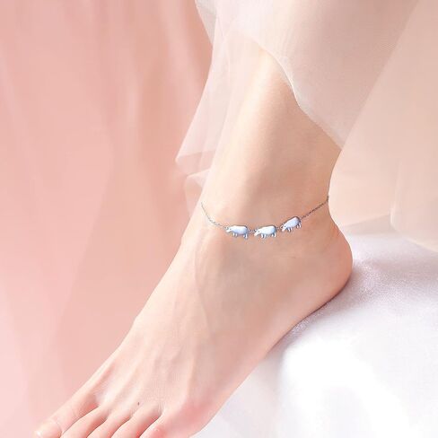 S925 فضة لطيف الحيوانات القدم سحر بوهو شاطئ الخلخال سوار للنساء المراهقات قابل للتعديل 9 إلى 10.5 بوصة in Kuwait