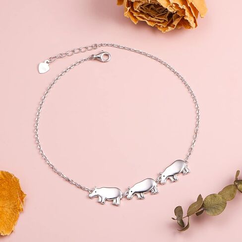 S925 فضة لطيف الحيوانات القدم سحر بوهو شاطئ الخلخال سوار للنساء المراهقات قابل للتعديل 9 إلى 10.5 بوصة in Kuwait