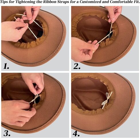 RainFlowwer Classic Cowboy Hat Men, Wide Brim Cowboy Hat for Women, Western Style Hat with 2 Replaceable Wide Band in Saudi Arabia