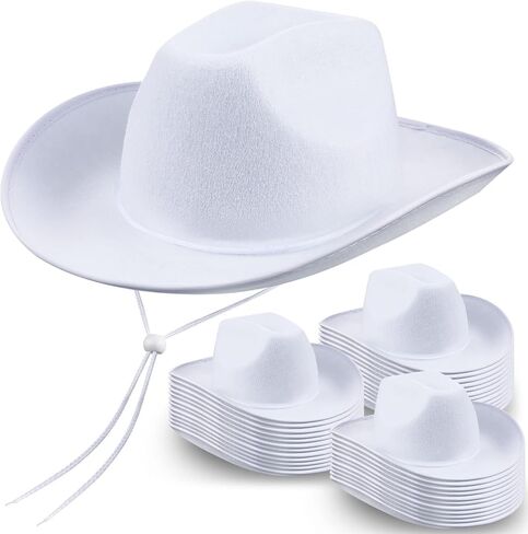 36 Pcs Cowboy Hats White Western Plain Cowboy Hats Texan Cowboy Hat with Adjustable Neck Drawstring for Wedding Party Stage Performance Birthday Decor in Saudi Arabia