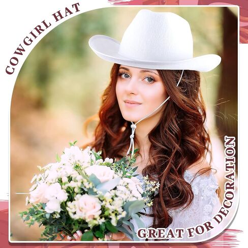 36 Pcs Cowboy Hats White Western Plain Cowboy Hats Texan Cowboy Hat with Adjustable Neck Drawstring for Wedding Party Stage Performance Birthday Decor in Saudi Arabia