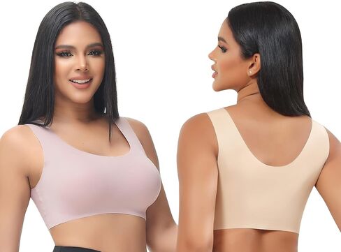 SANQIANG حمالات صدر بدون خياطة للنساء حمالة صدر لاسلكية بتصميم خفيف بدون سلك داخلي حمالات صدر رياضية منخفضة التأثير مريحة حمالة صدر يومية in Kuwait