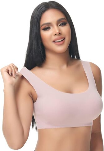 SANQIANG حمالات صدر بدون خياطة للنساء حمالة صدر لاسلكية بتصميم خفيف بدون سلك داخلي حمالات صدر رياضية منخفضة التأثير مريحة حمالة صدر يومية in Kuwait