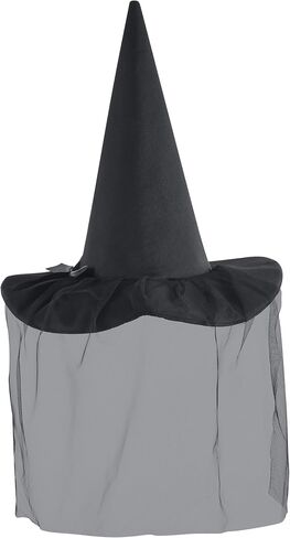 إبداعات Spooktacular Halloween قبعة ساحرة شبكية سوداء، قبعة ساحرة شريرة مع حجاب دانتيل للنساء، إكسسوار زي الهالوين، حفلات تنكرية in Saudi Arabia