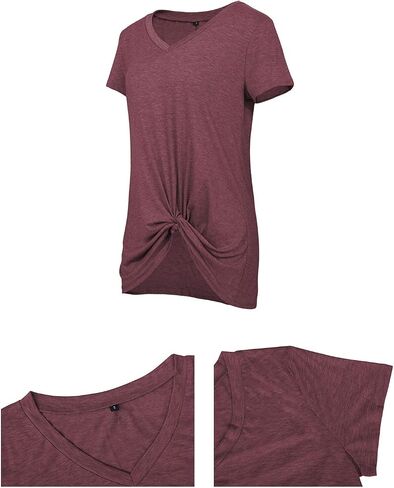 SHIBEVER Women's Tops Short Sleeve Twist Knotted T Shirts Summer Blouse Tunic Tops S-2XL in Kuwait
