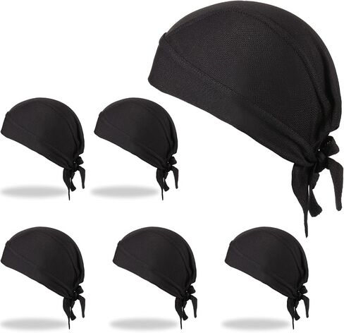 Geyoga 6 قطع Do Rags قبعة صغيرة ممتصة للعرق قبعة التبريد Durags جمجمة قبعة دراجة نارية رئيس التفاف باندانا للرجال والنساء in Kuwait