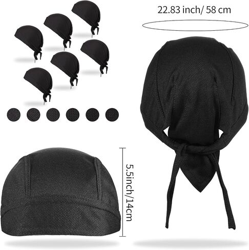 Geyoga 6 قطع Do Rags قبعة صغيرة ممتصة للعرق قبعة التبريد Durags جمجمة قبعة دراجة نارية رئيس التفاف باندانا للرجال والنساء in Kuwait