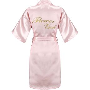 EPLAZA Kids Girls Silky Satin Robes for Wedding Bridal Party Flower Girl Robe with Gold Glitters