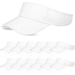 Funtery 12 Pcs Sun Visors White Sports Visor Hats Summer UV Protection Cap for Women Men Tennis Football Golf Ball in Saudi Arabia