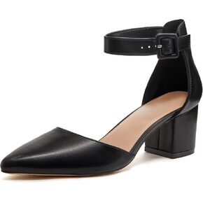 LAICIGO Women's Pointed Toe Pumps Ankle Strap Buckle Chunky Block Heel Dress D'Orsay Shoes in Saudi Arabia