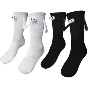 Couple Holding Hands Socks, 2023 Unisex Novelty Magnetic Suction 3d Doll Couple Socks, Funny Mid-Tube Hand in Hand Socks