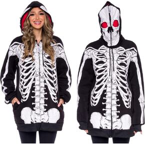 سترات الهالوين الممتعة، أزياء اليقطين والهيكل العظمي، سترات بقلنسوة للبالغين للنساء والرجال من FUNZIEZ! in Kuwait