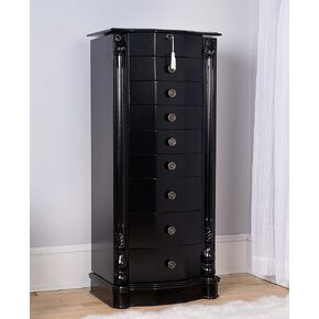 Hives and Honey Henry IV Locking Jewelry Armoire with Charging Port, Black