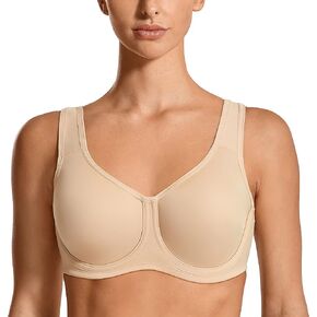 SYROKAN Women's Max Control Underwire Sports Bra High Impact Plus Size with Adjustable Straps