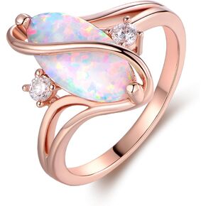Barzel Rose Gold & White Gold Plated Created Ruby, White Fire Opal & Cubic Zirconia Accents Ring
