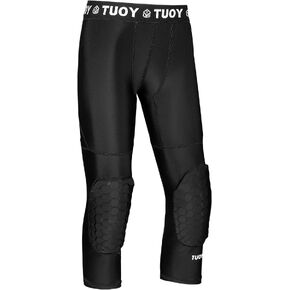 TUOY Youth Padded Pants with Knee Pad 3/4 Capri Compression Pants for Basketball Football Baseball Youth Sizes in Saudi Arabia