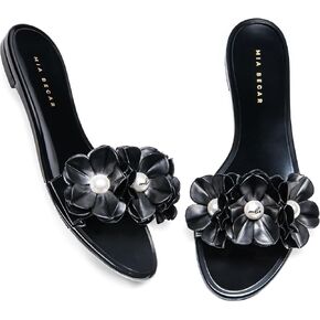 Mia Becar | Maggie Sandals - Beautiful jelly floral sandals, Poolside Flip Flops, Beach Side Shoes, Flat Sandals - Women rubber flip flops with flower detail in Saudi Arabia