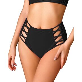 Annbon Strappy High Waisted Bikini Bottoms Tummy Control Bathing Suit Swimsuit Rave Bottoms for Women Full Coverage in Saudi Arabia
