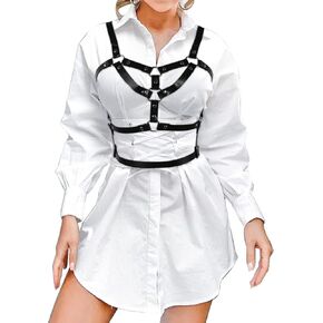 trypro Punk Black Leather Chest Harness Belt for Women Gothic Body Adjustable Waist Belts Dresses Party Accessories