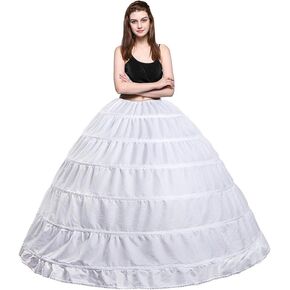 Jaaytct Women’s 6 Hoop Skirt A-Line Floor Length Petticoat Slips Underskirt Crinoline for Wedding Dress Ball Gown
