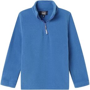 LittleSpring Kids Neutral Polar Fleece Jackets Quarter-Zip Pullover with Elastic Cuffs