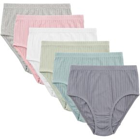 KNITLORD Women's Plus Size Underwear Cotton 6 Pack High Waisted Briefs Panties