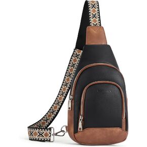 BOSTANTEN Sling Bag for Women Crossbody Purse Crossbody Bag Leather Chest Bag with Adjustable Guitar Strap for Travel in Saudi Arabia