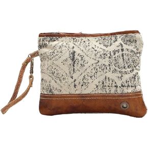 Myra Bag Floral Upcycled Canvas Wristlet Bag S-1019, Brown, Small in Saudi Arabia