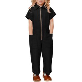 rrhss بدلة رومبير للفتيات نصف سحاب وأكمام قصيرة مع جيوب كبيرة in Kuwait