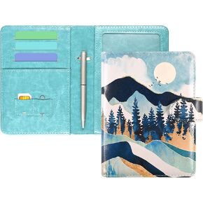 DMLuna Passport Holder Premium PU Leather Travel Passport Wallet RFID Blocking Passport Cover Case Travel Documents Organizer with Pen Holder, for Women and Men - Hill Flower