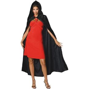 Halloween Hooded Cloak Full Length Velvet Cape with Hood for Halloween Cosplay Costume,59 inch