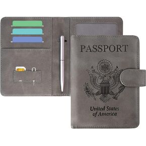 DMLuna Passport Holder Premium PU Leather Travel Passport Wallet RFID Blocking Passport Cover Case Travel Documents Organizer with Pen Holder, for Women and Men - Hill Flower