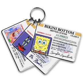 SpongeBob Bikini Bottom Drivers License Keychain Bundle - 3 Pack - SpongeBob, Patrick, Mr. Krabs Keychains in Saudi Arabia