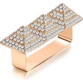 Wellotus Punk Alloy Pyramid Ring Rhinestone Hip Hop Rapper Red Lip Kiss Ring Costume Jewelry, 2 Finger Size