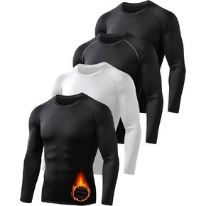 HOPLYNN 4/5 Pack Men's Thermal Compression Shirts Long Sleeve Hunting Running Base Layer Gear for Winter Cold Weather in Kuwait