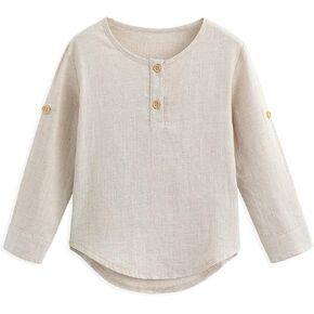Curipeer Baby Boys Cotton Linen Shirt,Long Sleeve | Comfortable and Breathable,Daily and Holiday Casual Wear,for Baby and Little Boys in Saudi Arabia
