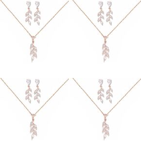 DHQH Bridesmaid Necklace Earrings Set Gifts I Couldn't Say I DO Without You Cubic Zirconia Leaf Pendant Necklace Bridesmaid Proposal Gift Set of 4 6 in Saudi Arabia